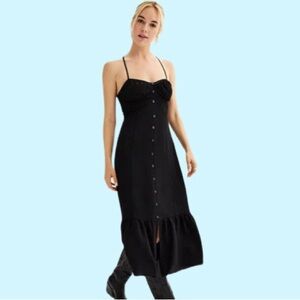 SO NWT Black lace Mixed Yoke Midi Dress,size M